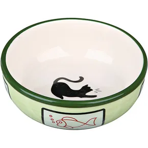 Keramikschale mit Katze und Fisch, Glasur 0,35l/12,5cm